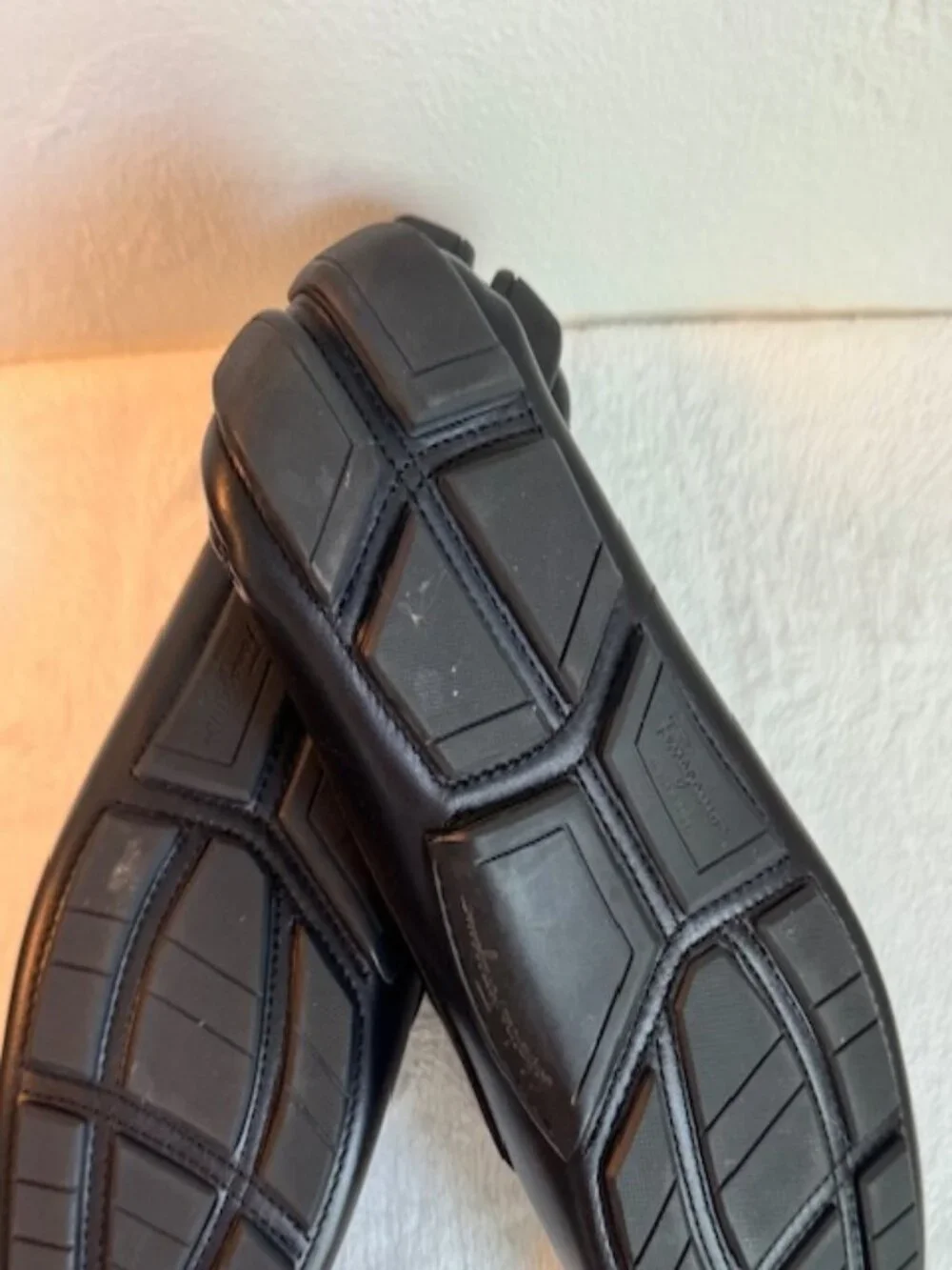 Ferragamo Newton Men’s Black Gancini Driving Loafers Size 8E